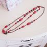 Long Red Beaded Necklace Image 3