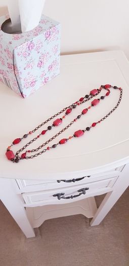 Long Red Beaded Necklace