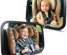Baby Car Mirror (2 Pack) - 100% Shatterproof & Shakeproof, Award-Winning Car Mirror Baby Rear View, Non-Slip with 360 Rotation, Newborn Essentials