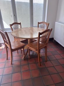 Solid Wood Round Dining Table & 4 Chairs