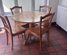 Solid Wood Round Dining Table & 4 Chairs
