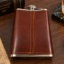 CCCP Style Stainless Steel Hip Flask -Leather /Metal Detail Image 3