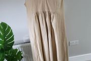 REDUCED biscuit cotton v neck dress