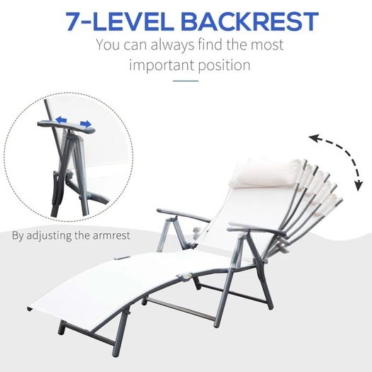 NEW SALE | Sun Lounger Recliner, Textilene White