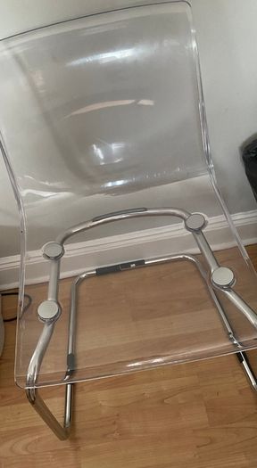 White dressing table with mirror, Hollywood lights, shelves and chair