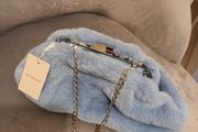 Brand new baby blue fur handbag