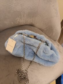 Brand new baby blue fur handbag