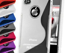 Wholesales Silicone Gel Case Cover For Apple iPhone 4/4S S-line Design Free Screen Protector