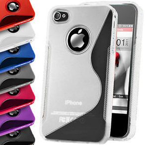 Wholesales Silicone Gel Case Cover For Apple iPhone 4/4S S-line Design Free Screen Protector