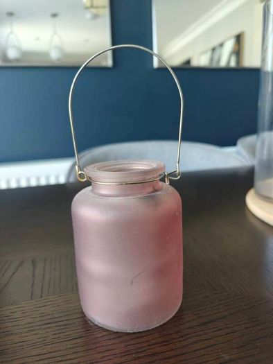 Pink Frosted Glass Tea light holder