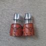 Vintage Salt and Pepper Bamco Longhorn Design Leather covered circa 1980 made in Mexico FREE STANDARD POSTAGE INCLUDED Image 2