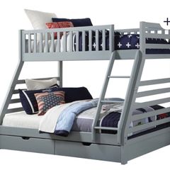 Triple bunk bed with storage drawers