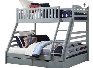 Triple bunk bed with storage drawers