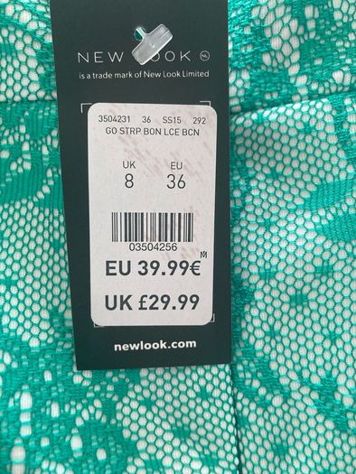 New Look fitted midi dress green and white size 8