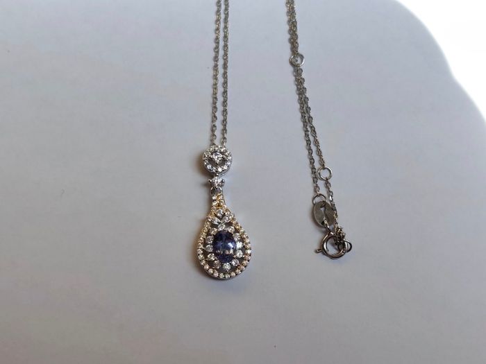 Silver Pendant with Blue Stone