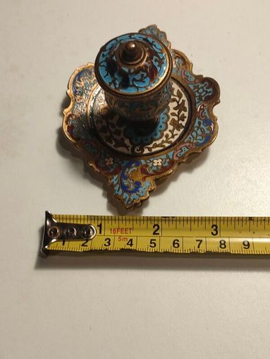 19th Century Napoleon 111 Bronze Cloisonne Ink Well