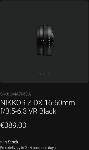 Nikon Nikkor Z Dx 16-50mm F/3.5-6.3 Vr Black