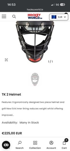 TK2 hockey goal keeper helmet