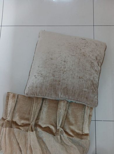 Floor to Ceiling Curtains + Cushions (x 4)