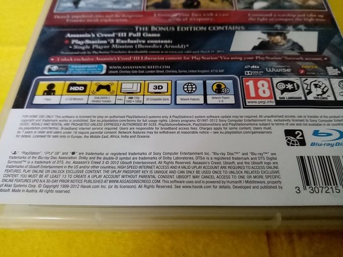 Assassins Creed III 3 PlayStation 3 Ps3 Games Original