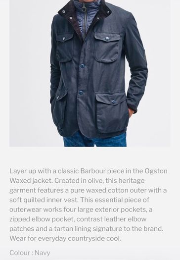 Barbour Ogston Wax Jacket Navy