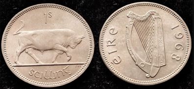 [#137] - Ireland 1968 | 1 Shilling | 1s | Bull | KM.14a | MS