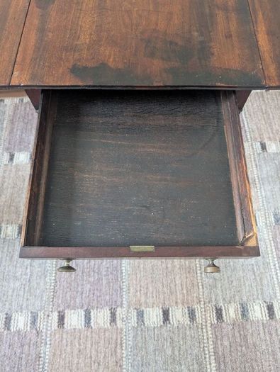 Antique Georgian Style Mahogany Pembroke Table - Drop Leaf with Drawer & Casters