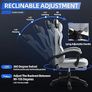 Fabric Massage Gaming Chair, Ergonomic Computer Chair, Video Game Chair, Massage Office Chair, Desk Swivel Chair, Adjustable, Reclining, Footrest, Massage Cushion, Fabric Material, Grey, New Image 7