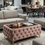 Chesterfield Coffee Table Velvet Rectangle 83x63x45cm with Glass Image 5
