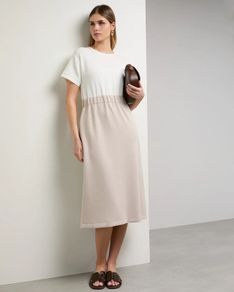 NEW Cream Soft Rib Hybrid Dress: XSmall  8-10