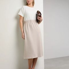 NEW Cream Soft Rib Hybrid Dress: XSmall  8-10