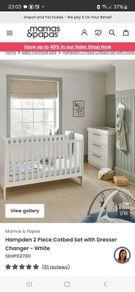 Mamas and Papas Cotbed, Mattress, Dresser Changer & Bed Rail