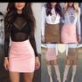 Brown/tan leather highwaist skirt Image 2