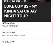 Luke Combs Sunday 19/07