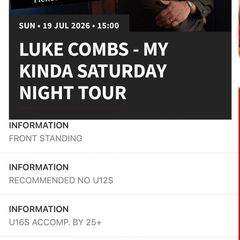 Luke Combs Sunday 19/07