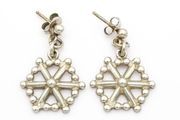 Sterling Silver Bead Design Drop Earrings