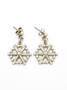 Sterling Silver Bead Design Drop Earrings