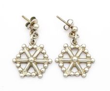 Sterling Silver Bead Design Drop Earrings