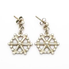 Sterling Silver Bead Design Drop Earrings