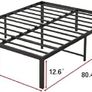 King Size Bed Frame, 36cm High Metal Platform Bed Frames Kingsize with Storage Under Bed/Steel Slats Mattress Base, No Box Spring Needed, Enhanced Support Noise Free, Black Image 2