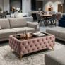 Chesterfield Coffee Table Velvet Rectangle 83x63x45cm with Glass Image 4
