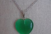 Green heart pendant,Jewellery,Necklace.Stainless steel chain,Gift