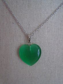 Green heart pendant,Jewellery,Necklace.Stainless steel chain,Gift