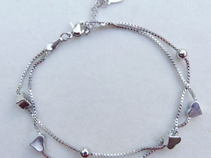 Vintage Sterling Silver 925 Cute Double Heart Charm Bracelet 4,30g