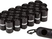 Dog Poop Bags with Dispenser and Leash Clip, Unscented - 300-Pack, 33 x 23cm, Black