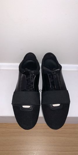 Black/White Balenciaga Race Runner Shoes