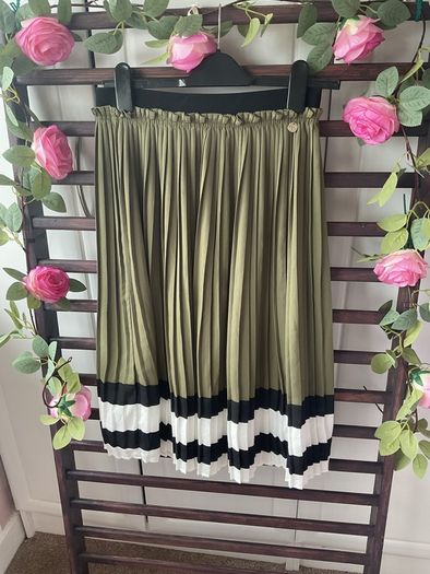 skirt Bnwt relish khaki fine pleat elastic waistband skirt size small