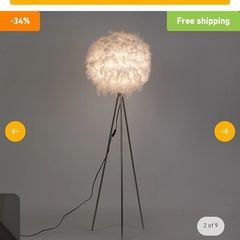 Silver lamp stand with feather shade