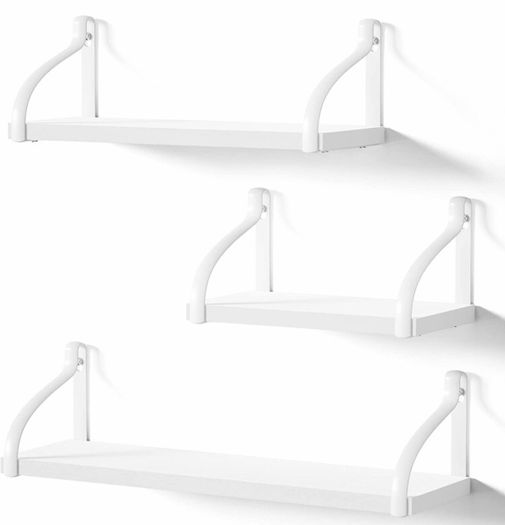 Rustic Shelves, Decorative Wall Shelf Set of 3, Floating Shelves for Bathroom, Bedroom, Living Room,Kitchen, Office and More, White