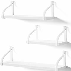 Rustic Shelves, Decorative Wall Shelf Set of 3, Floating Shelves for Bathroom, Bedroom, Living Room,Kitchen, Office and More, White